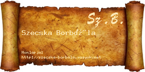 Szecska Borbála névjegykártya